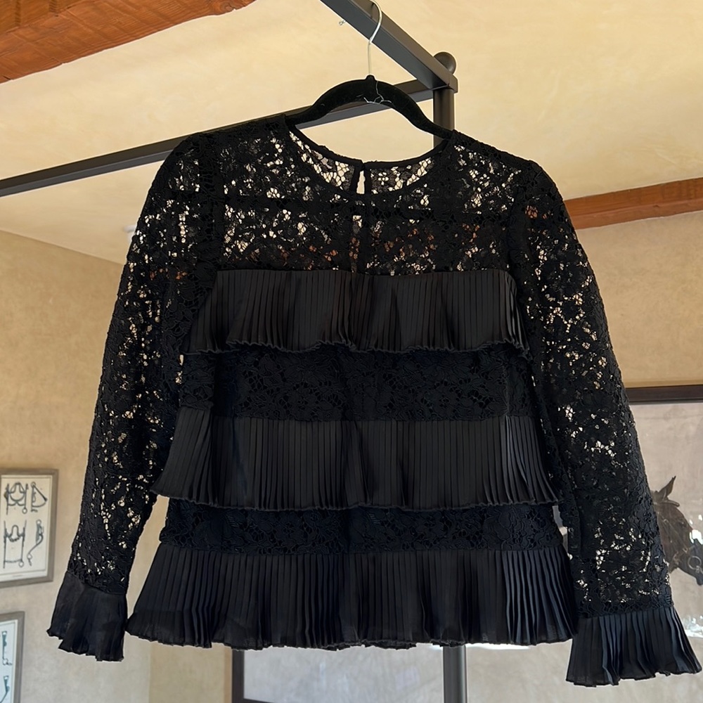 NWT J.Crew Black Lace top | sz 0